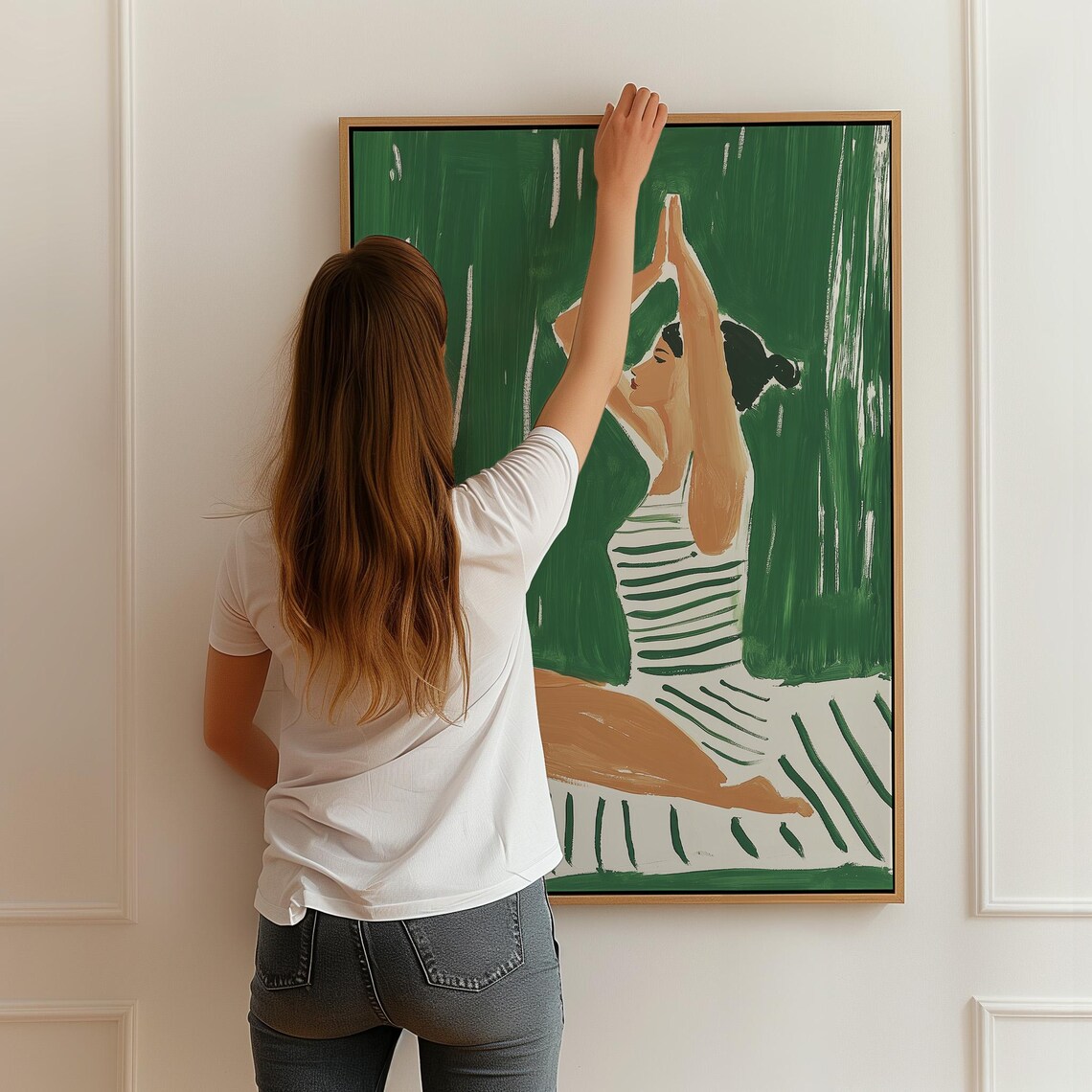 Modern Yoga Art Print, Abstract Woman Meditating - Image 2