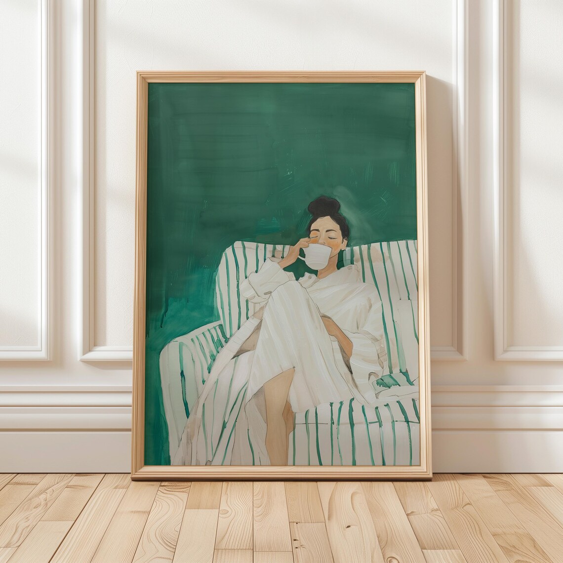 Emerald Green Abstract People Art Print, Minimalist - Image 4