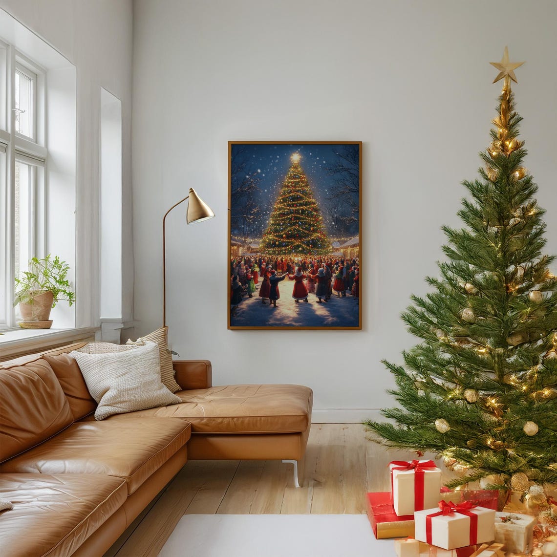 Retro Christmas Market Art Print, Mid-Century Holiday - Image 3