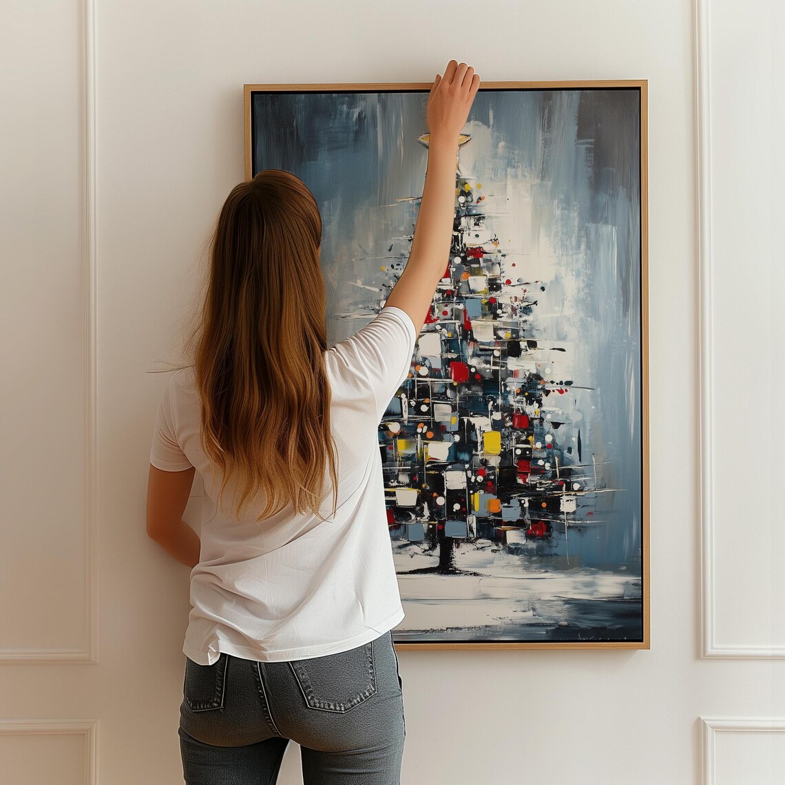 Abstract Christmas Tree, Modern Holiday Wall Decor - Image 2