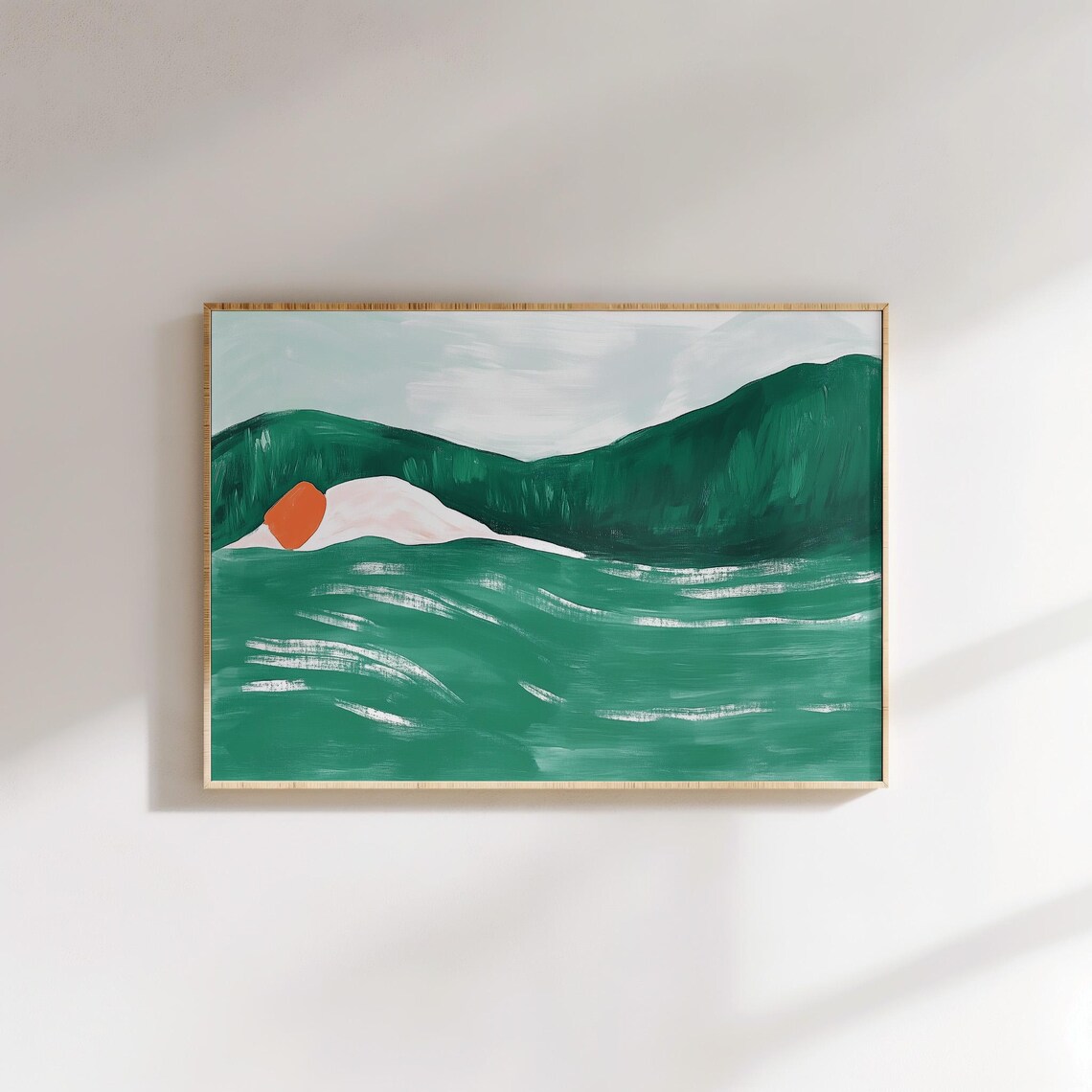 Minimalist Ocean Landscape, Abstract Coastal View