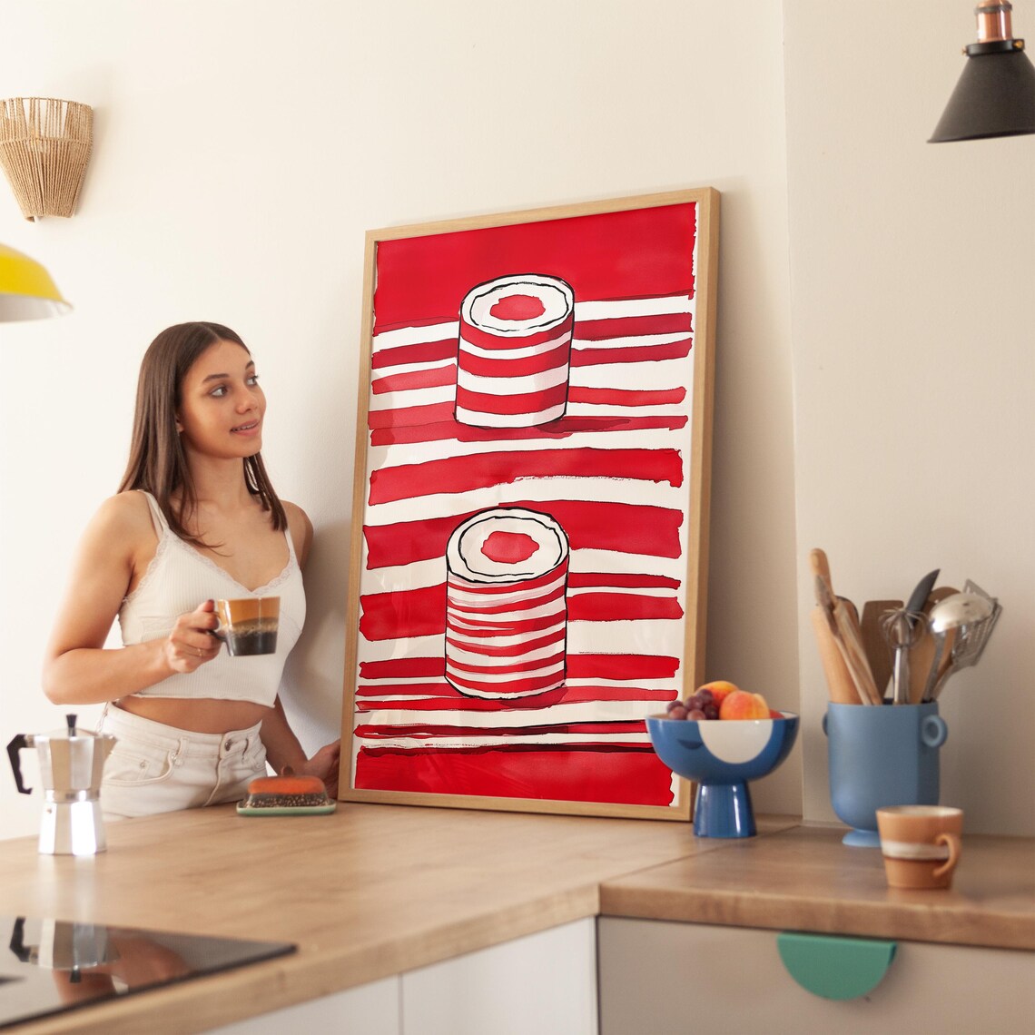 Abstract Sushi, Bold Red Striped Minimalist Illustration - Image 6