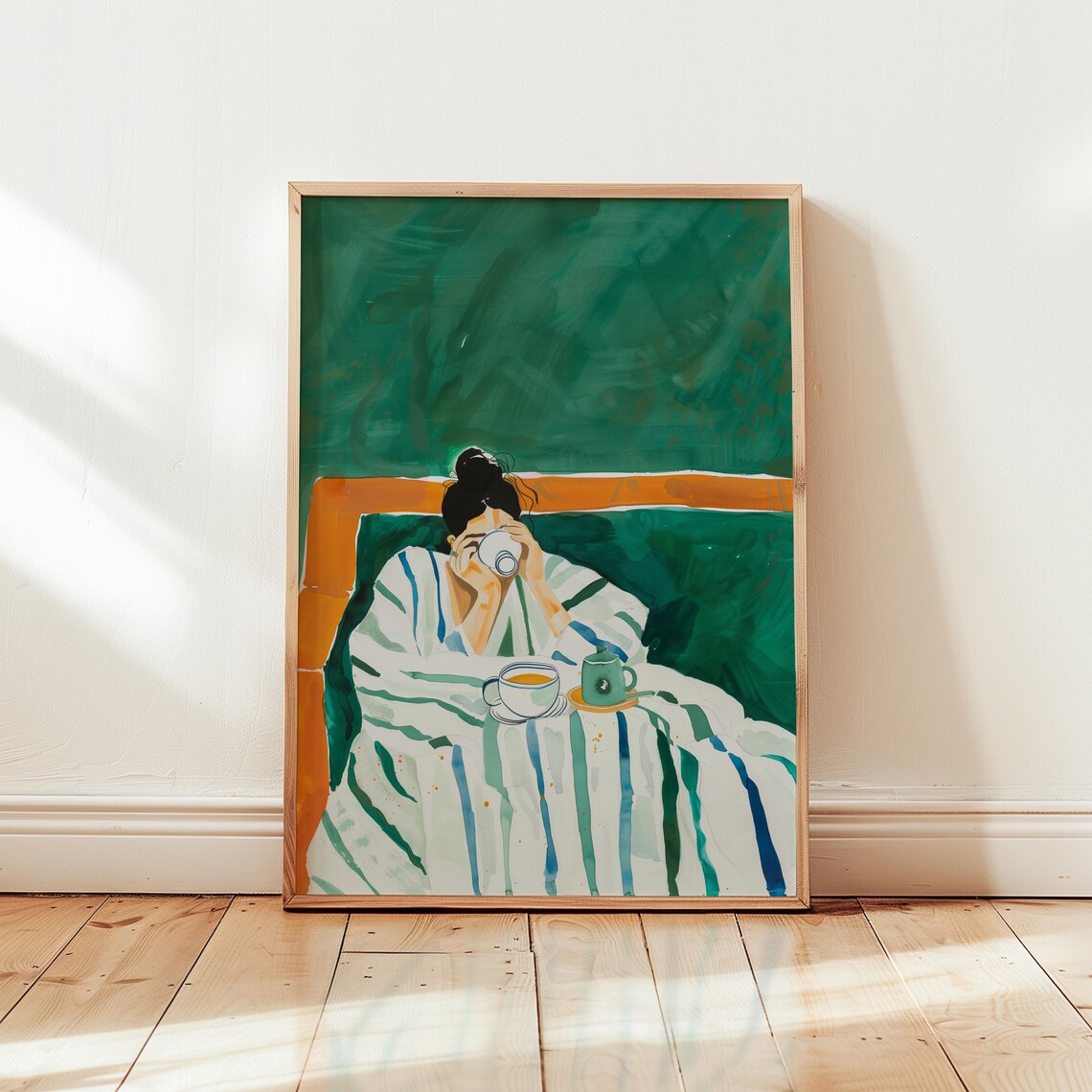 People Drinking Tea Contemporary Bedroom Art Print