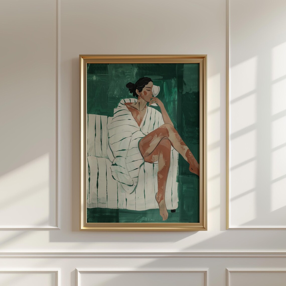 Emerald Green Abstract People Living Room Wall Art