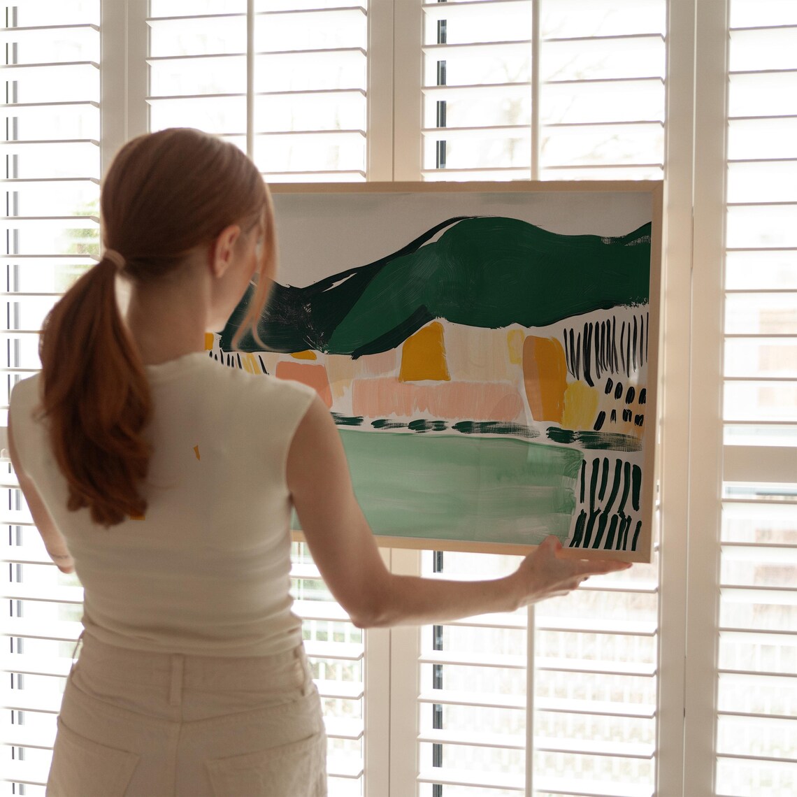 Abstract Village Landscape, Coastal Town Poster - Image 2