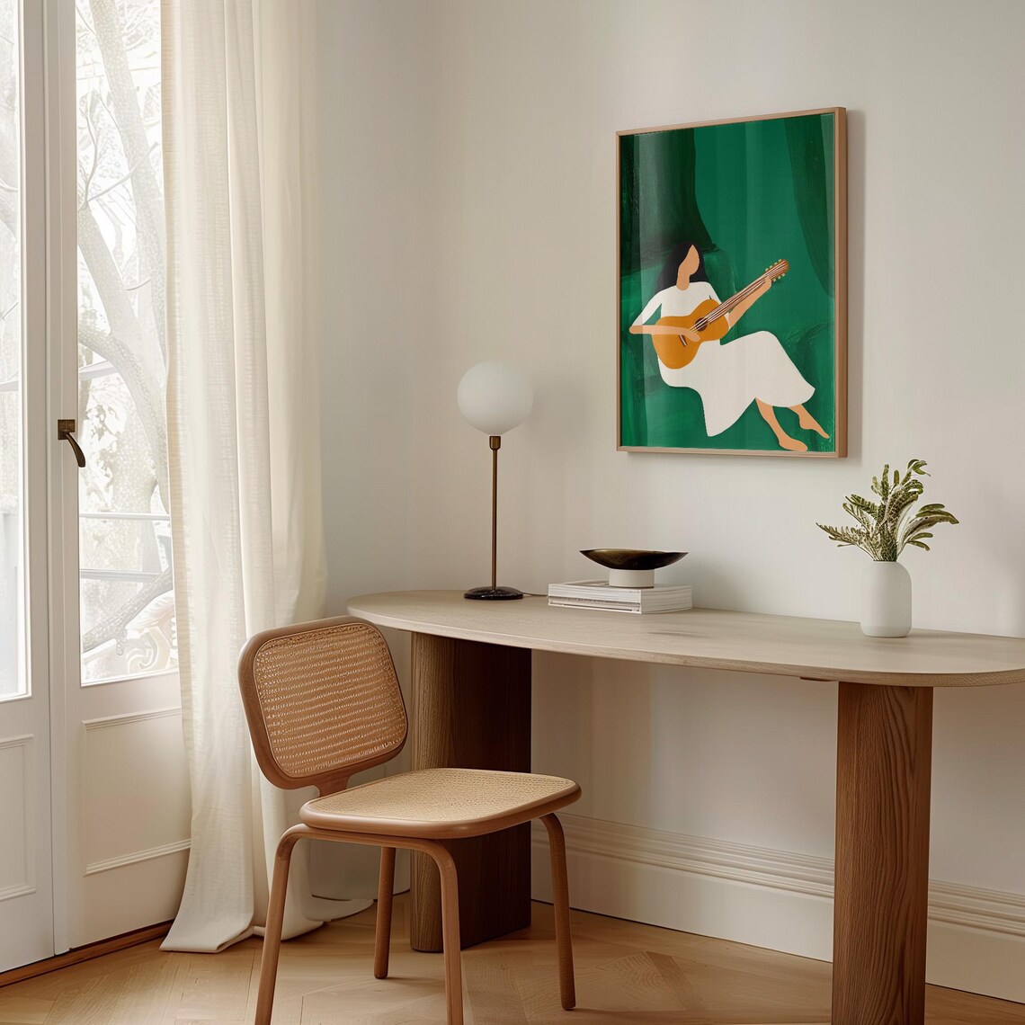 Minimalist Woman Playing Guitar, Music Room Decor - Image 5