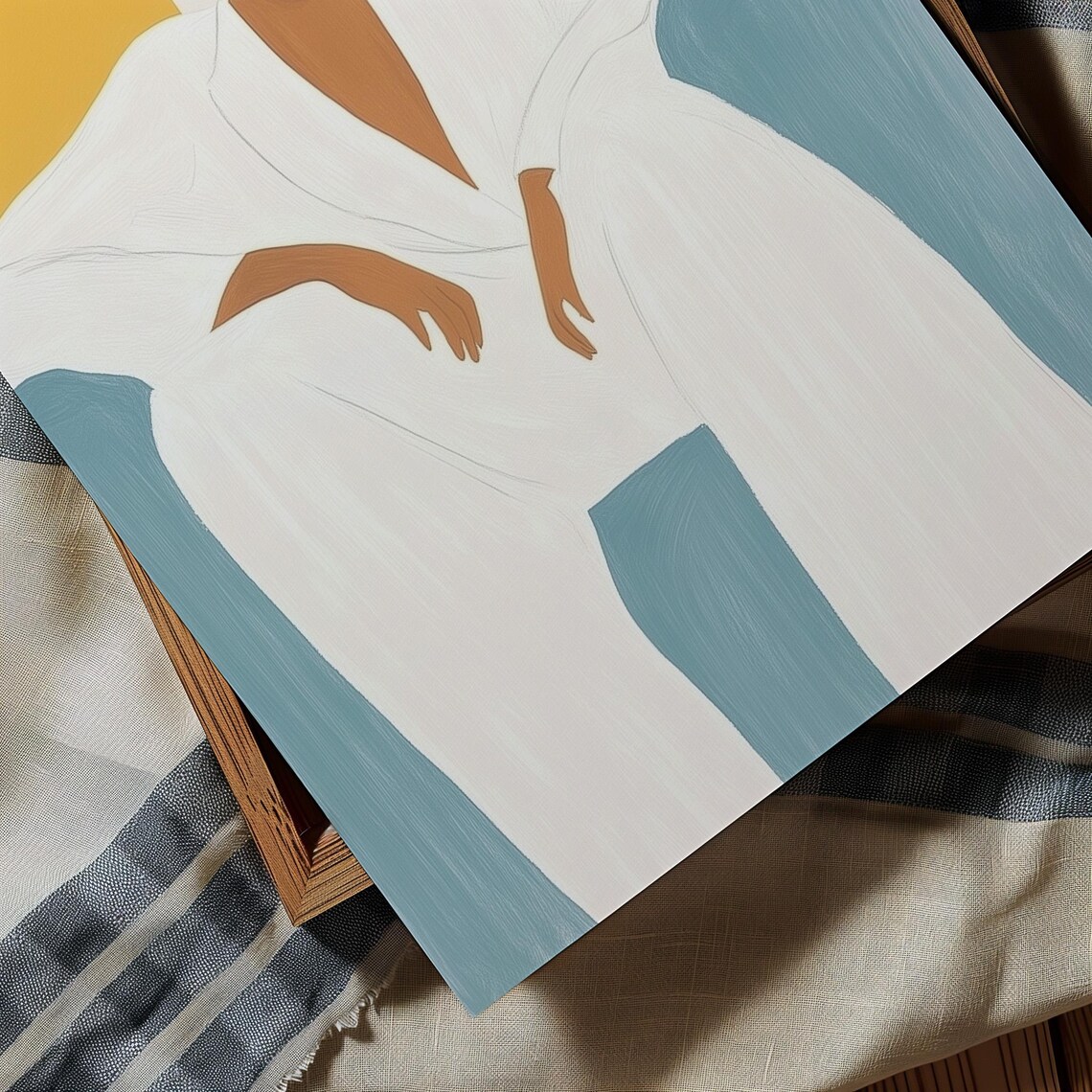 Seated Man In White Robe With Mustard Arches Contemporary Art Poster - Image 3