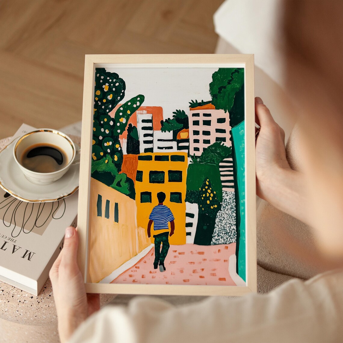 Colorful City Street Buildings Vibrant Urban Scene Art Poster - Image 2