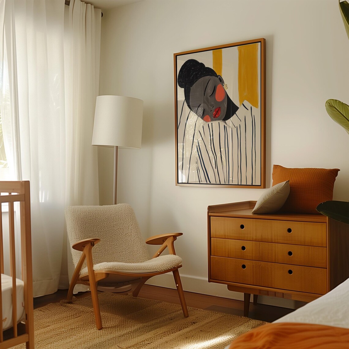 Sleeping Woman Portrait, Modern Abstract Art Print - Image 4