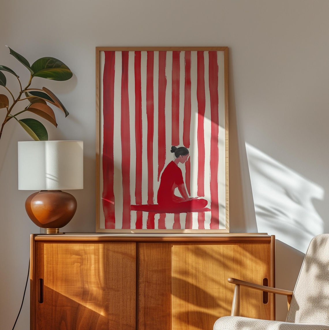 Abstract Meditation Woman In Red, Minimalist Art Print - Image 4