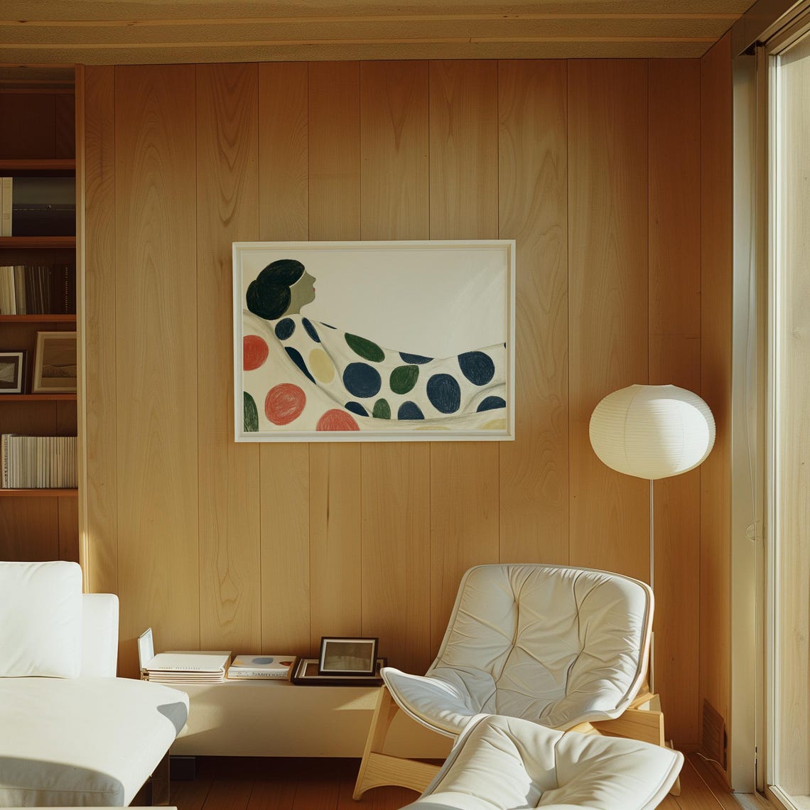 Abstract Woman Wall Art Colorful Polka Dot Illustration Modern Minimalist Print Bold Mid Century Decor Unique Art Print - Image 2