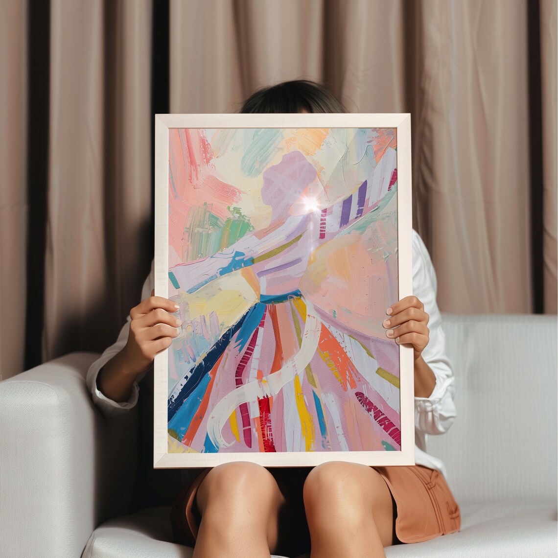 Dance Of Joy Pastel Abstract Figure Art Print - Image 3