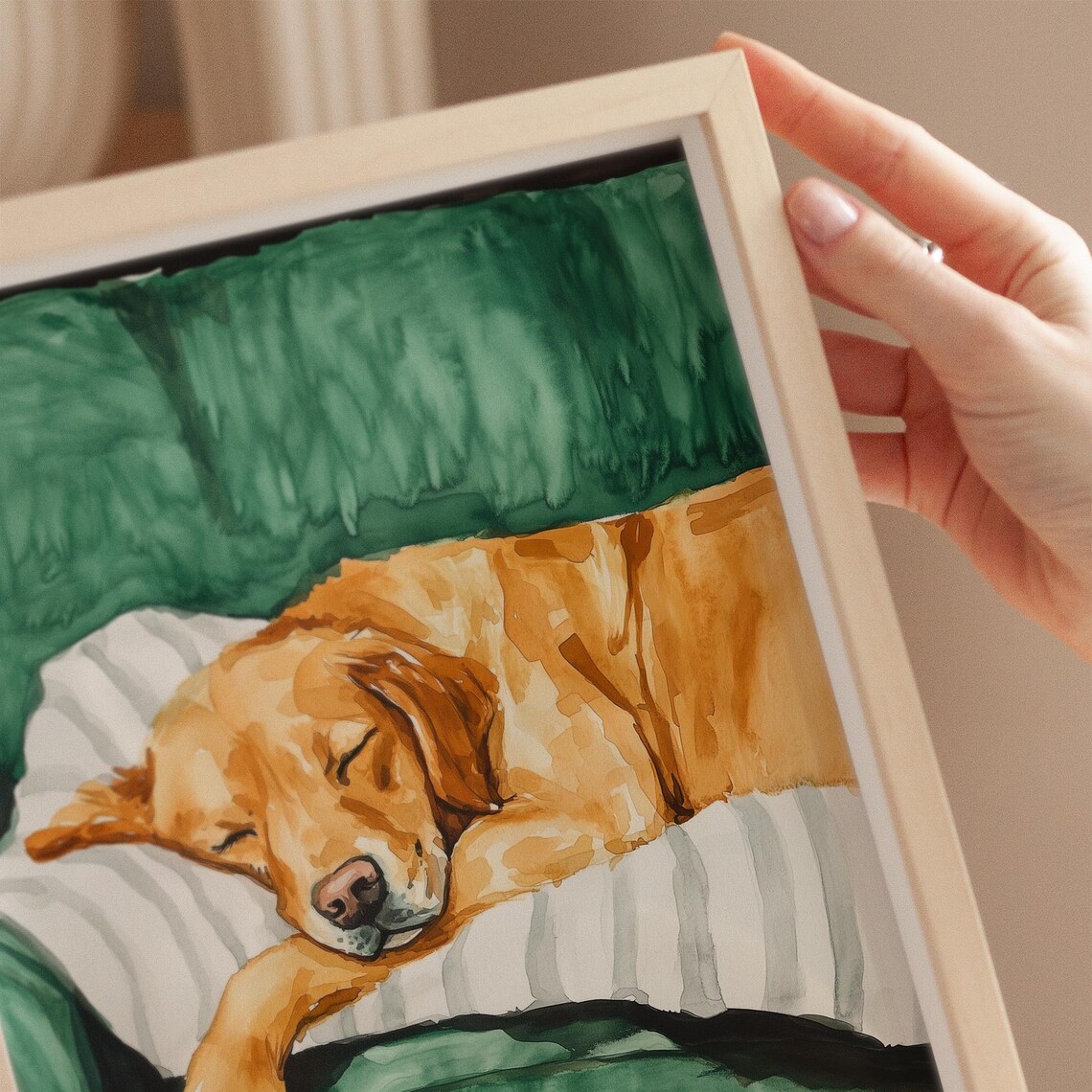 Golden Retriever Sleeping Watercolor Dog Art Print - Image 3