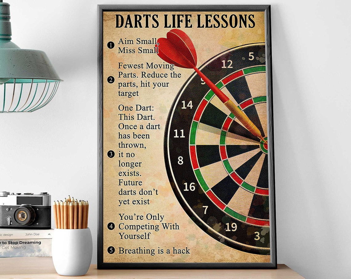 Darts Life Lessons Poster Aim Small Miss Small Bullseye Design