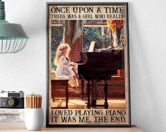 Little Girl Playing Piano Music Studio Art Print