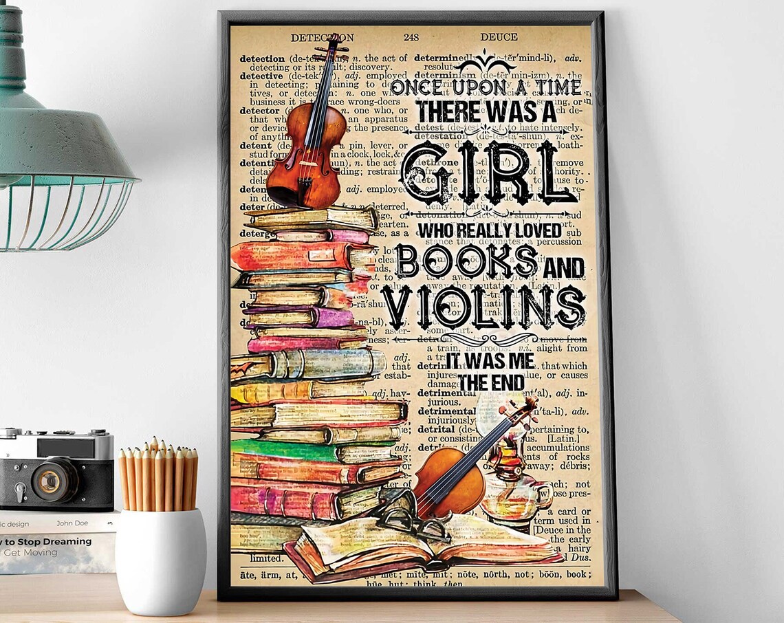 Book and Violin, A Girl Who Really Loved It Art Print
