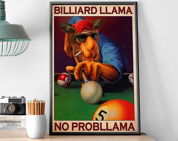 Vintage Llama Billiards Game Room Art Print