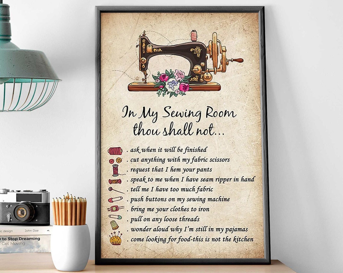 In My Sewing Room Thou Shall Not Funny Sewing Rules List Poster