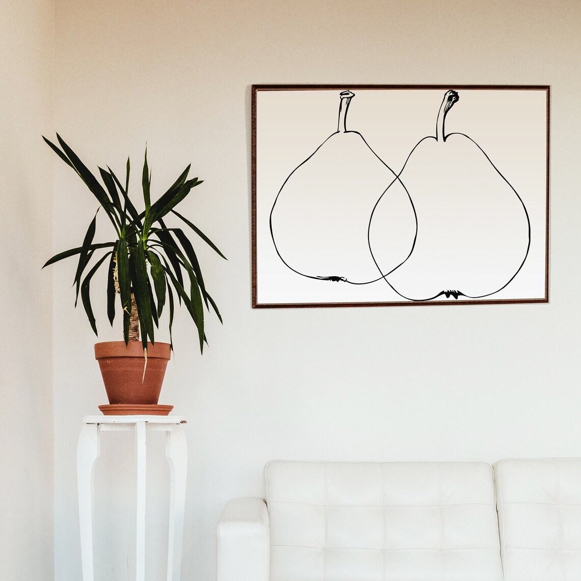 Pears Minimalist Art Print, Black and White Kitchen - Image 2