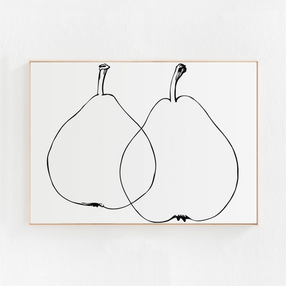 Pears Minimalist Art Print, Black and White Kitchen