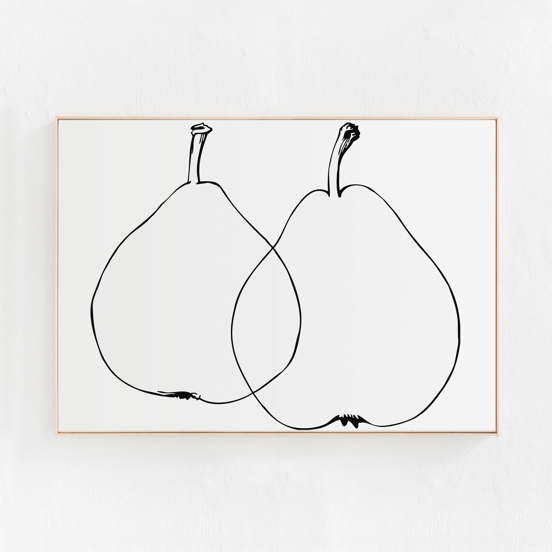Pears Minimalist Art Print, Black and White Kitchen