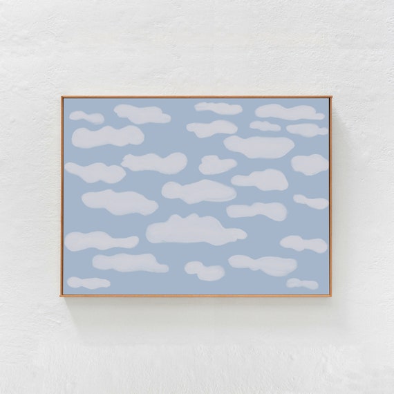 Clouds On Blue Sky Abstract Painting Print