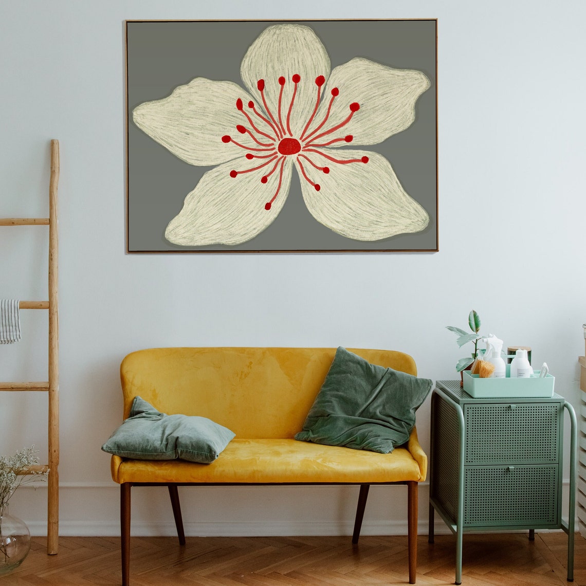 Floral Wall Art, Eclectic Scandi Boho Art Print - Image 2