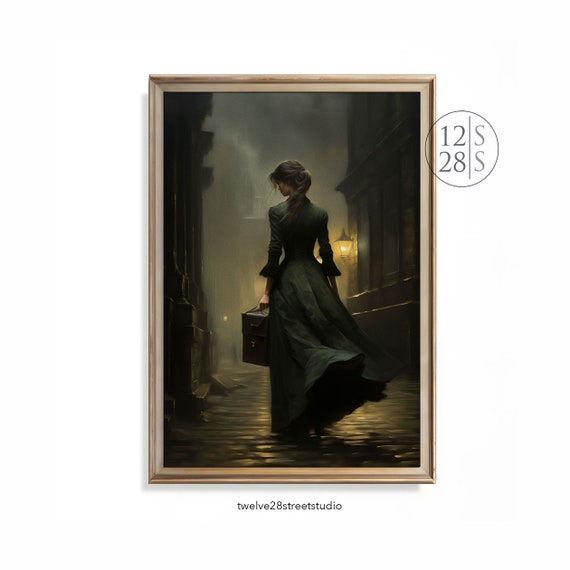 Sd101 Dark Academia Traveling Woman Vintage Oil Moody Wall Art French Country Decor Victorian Wall Art Victorian Portrait