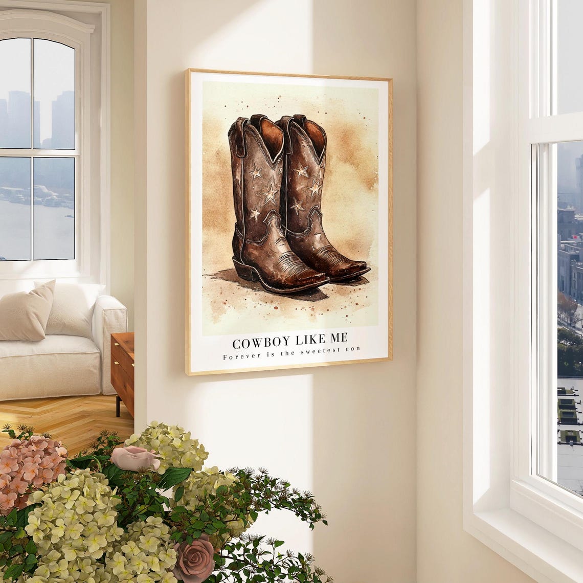 Cowboy Like Me Poster Evermore Album Starry Boots Poster Watercolor Art Forever Is The Sweetest Con Country Girl Room Western Cowgirl - Image 2