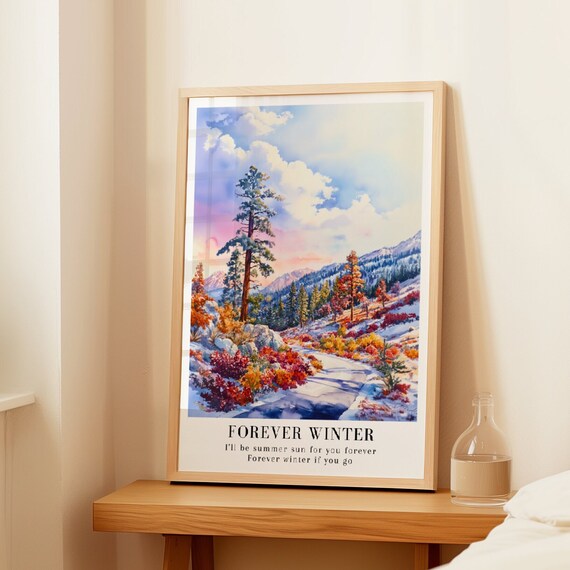 Taylor Swift Forever Winter Snowy Mountain Pines Watercolor Poster