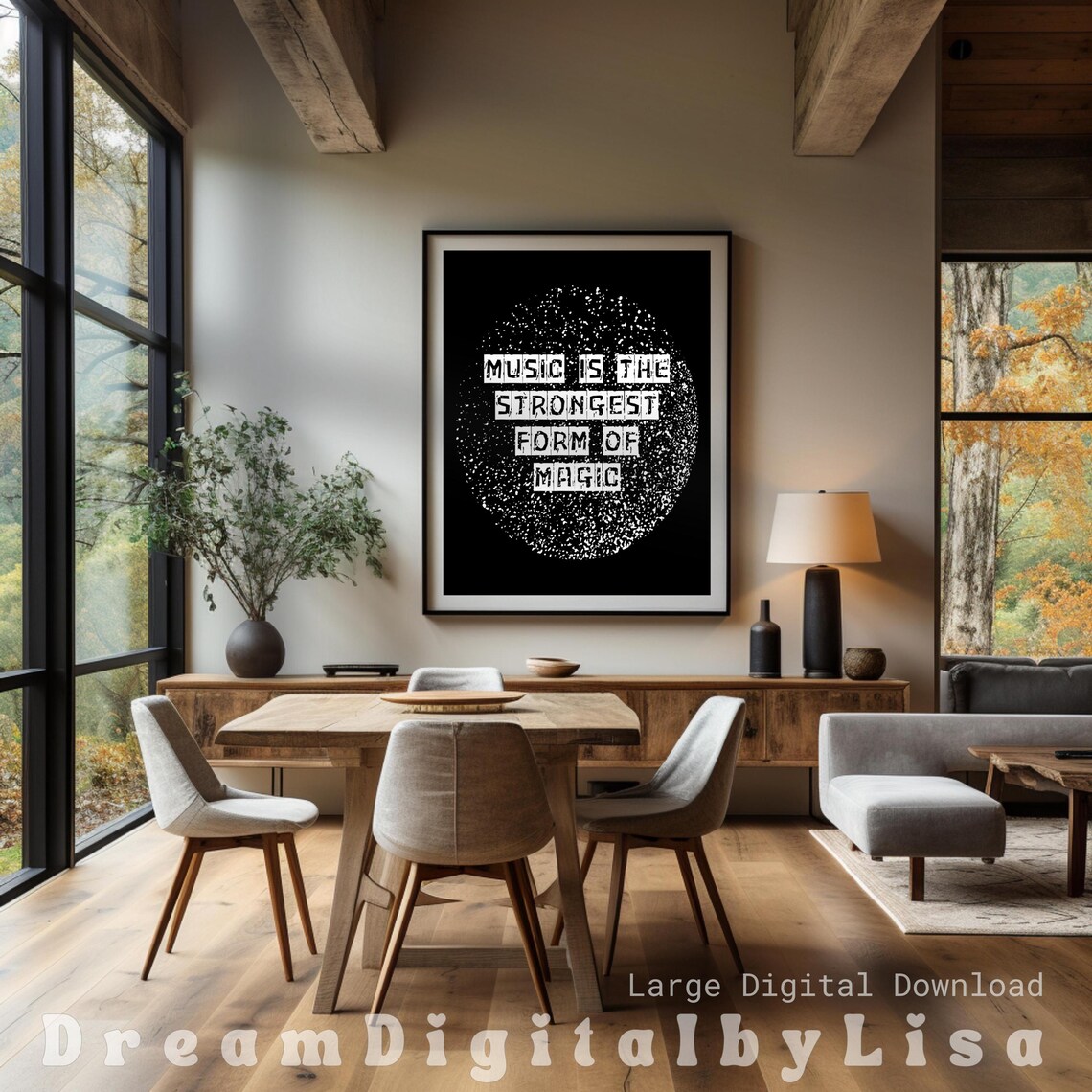 Music Is the Strongest Form of Magic Black Typography Poster - Image 2