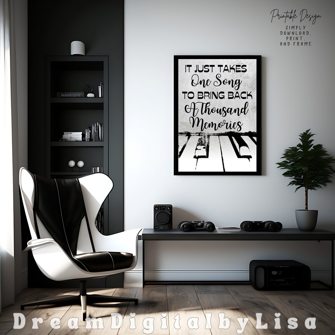 One Song Brings Back Thousand Memories Poster Music Quote Piano Keys Art - Image 3
