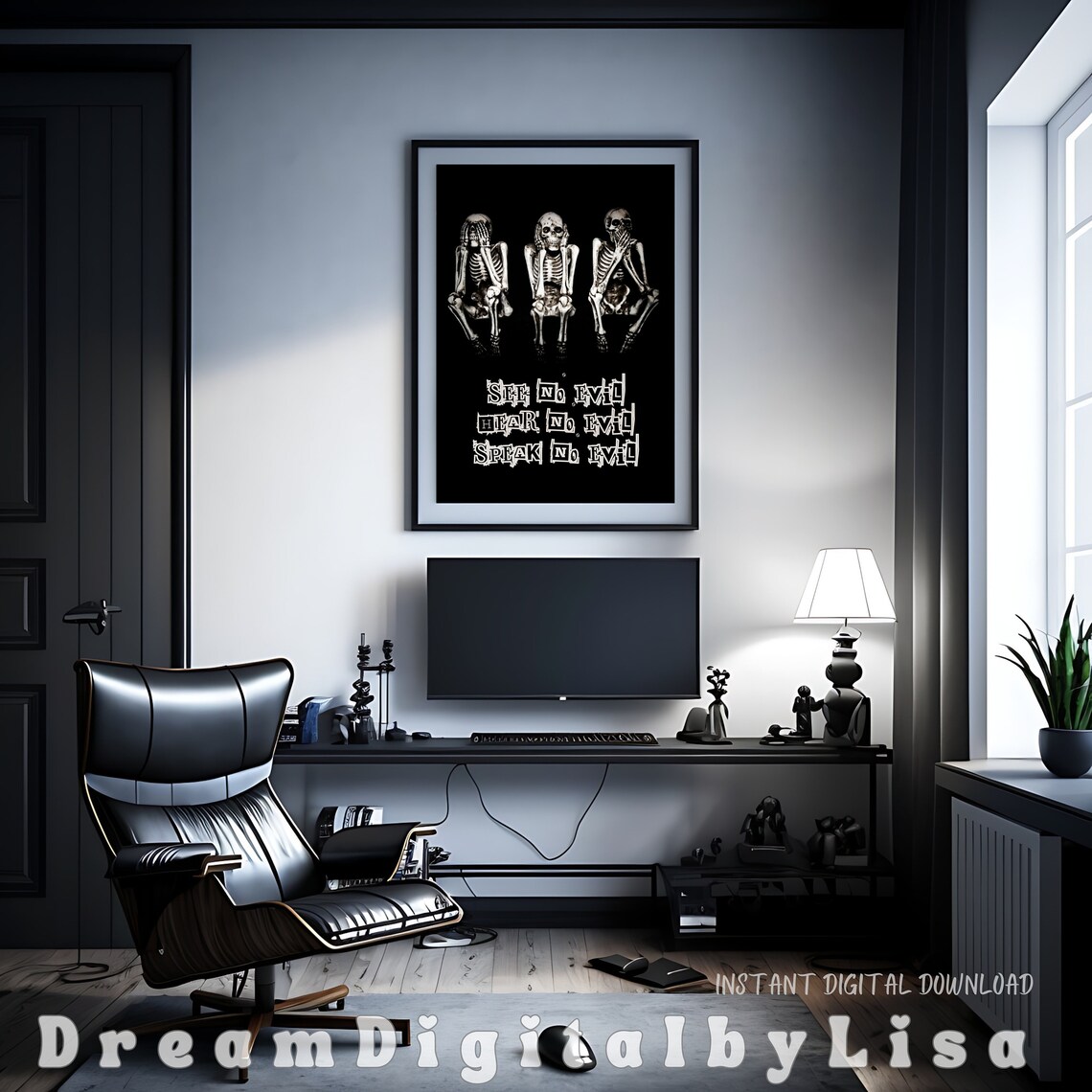 See No Evil Skeletons Halloween Art Print - Image 2