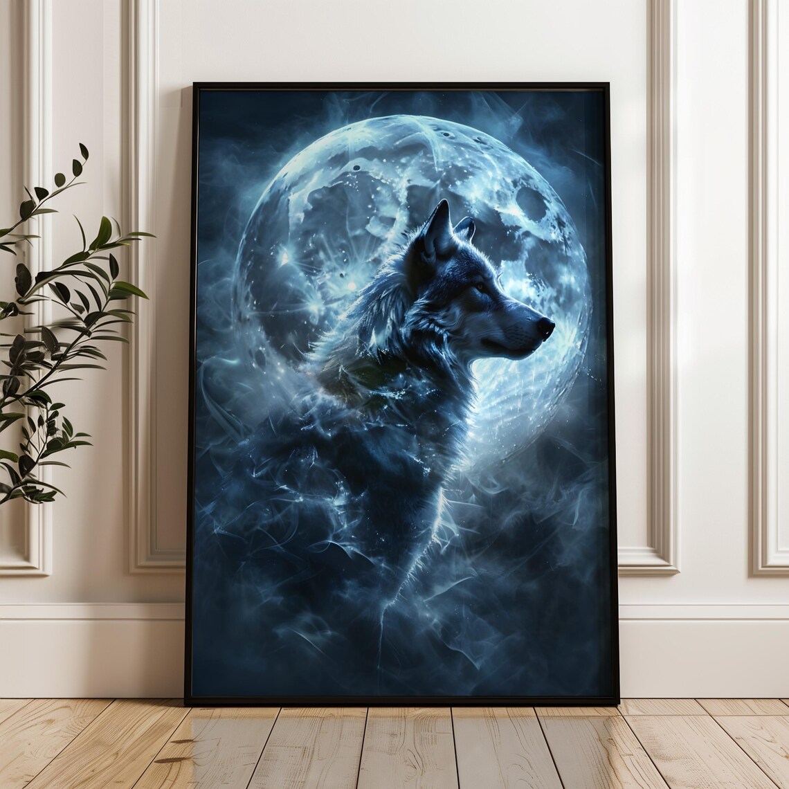 Wolf Print, Full Moon Nature Fantasy Art Print