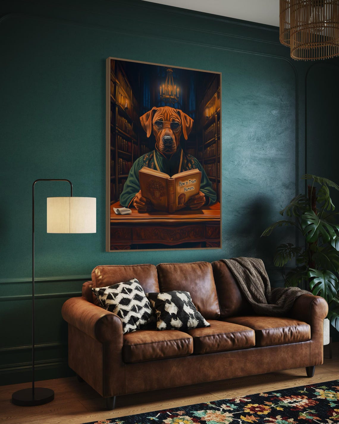 Rhodesian Ridgeback Reading How to Train Humans Book Library Poster - Image 6
