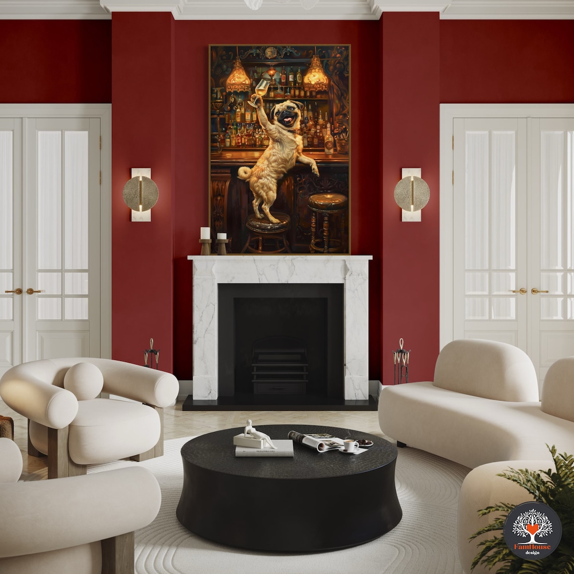 Whimsical Pug Bar Art Poster For Wine Lovers - Image 4