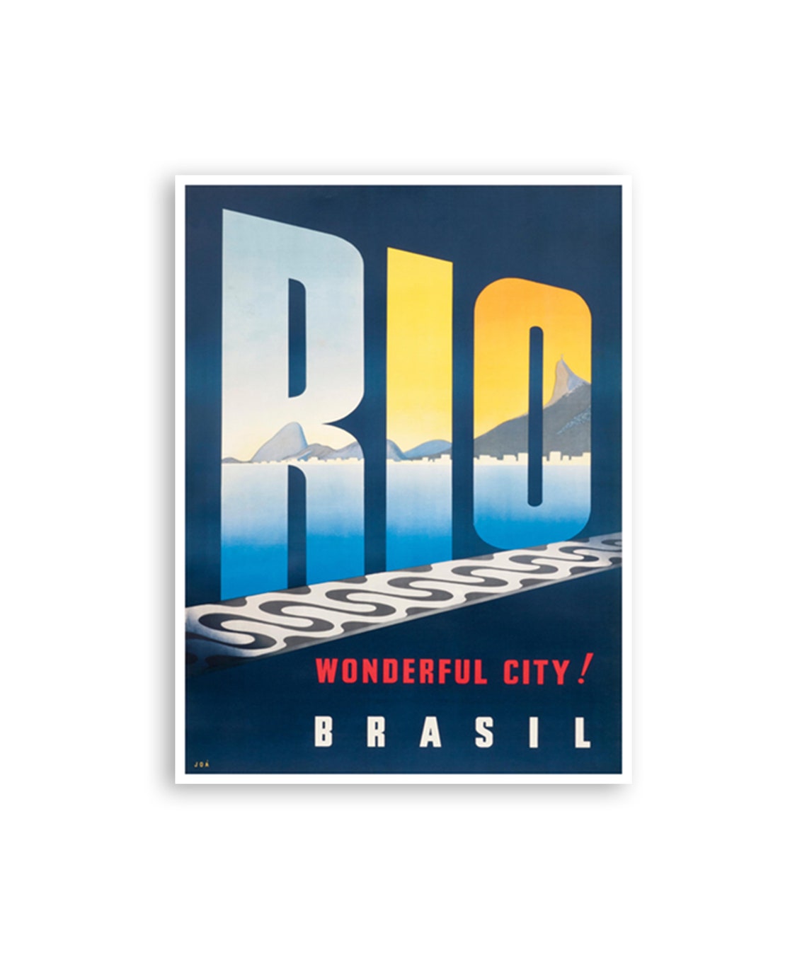 Rio de Janeiro Wonderful City Brasil Art Deco Lettering Travel Poster
