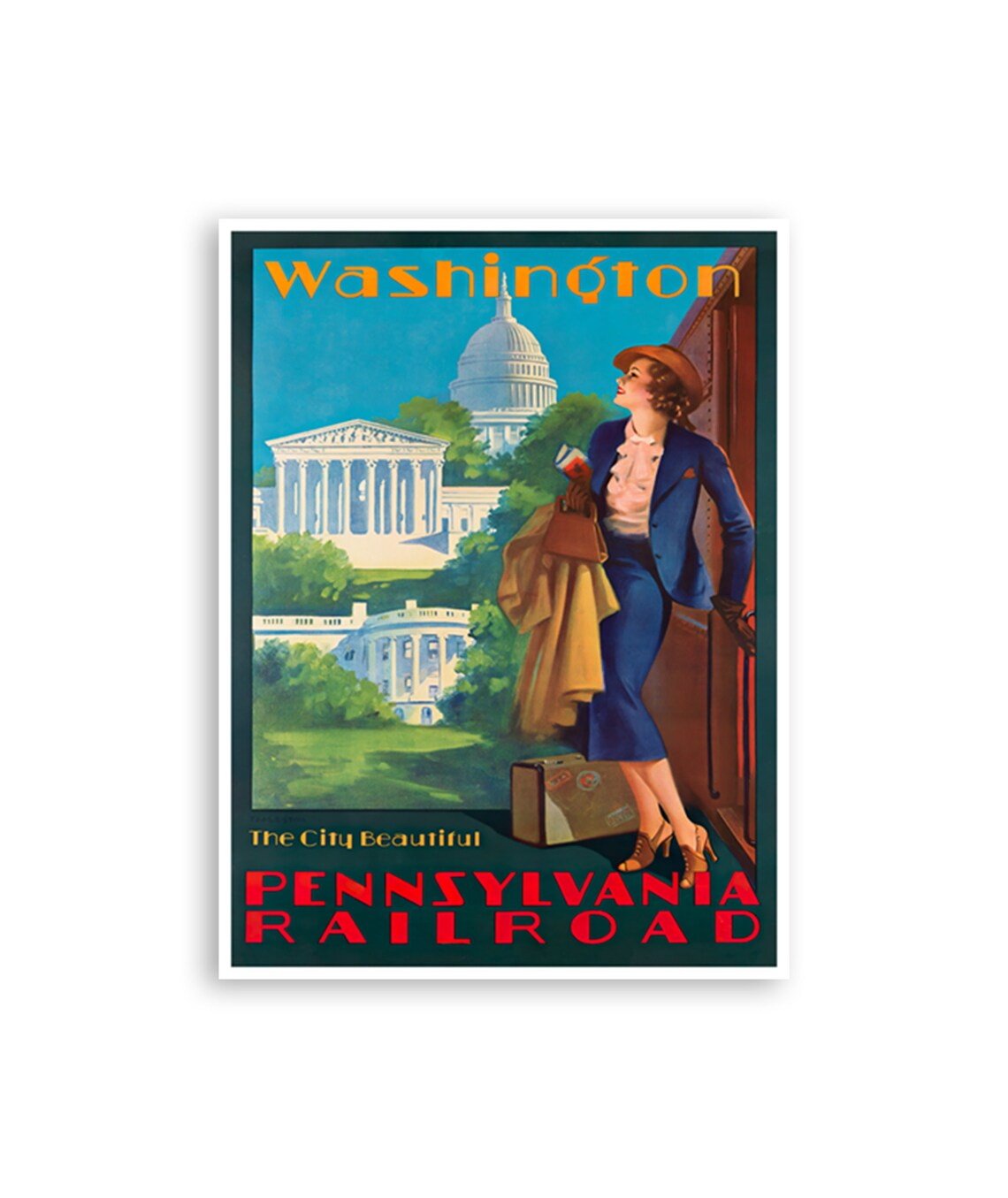 Washington DC Vintage Travel Poster, Living Room Decor