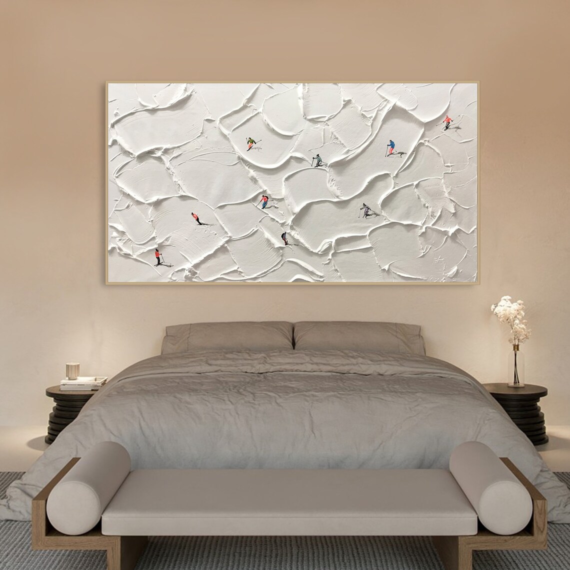 Skier on Snowy Mountain, Personalized Winter Art Print - Image 2