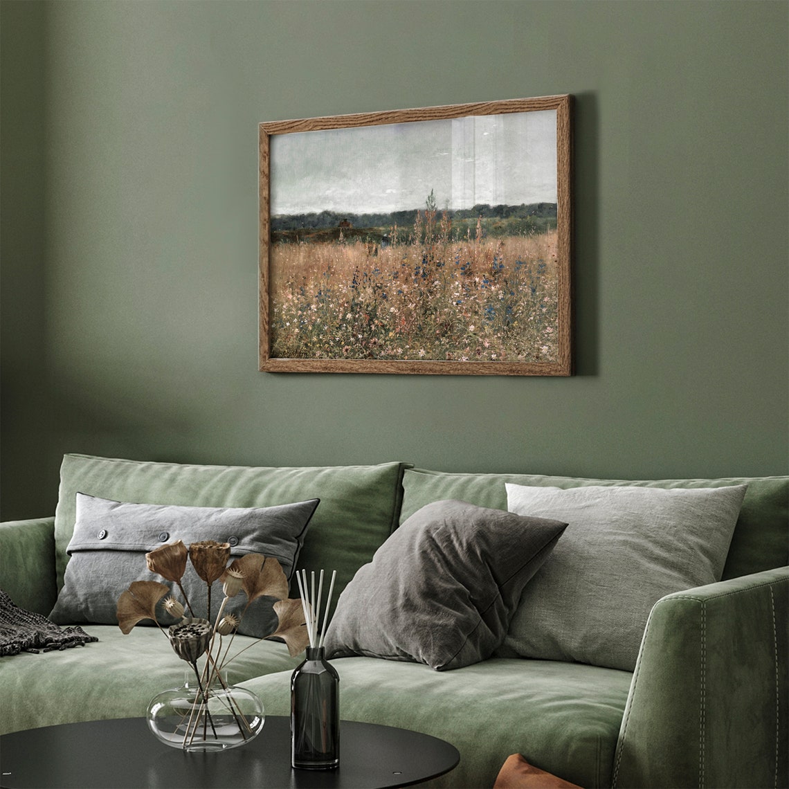 Sunlit Wildflower Field Vintage Summer Landscape Painting Poster - Image 3