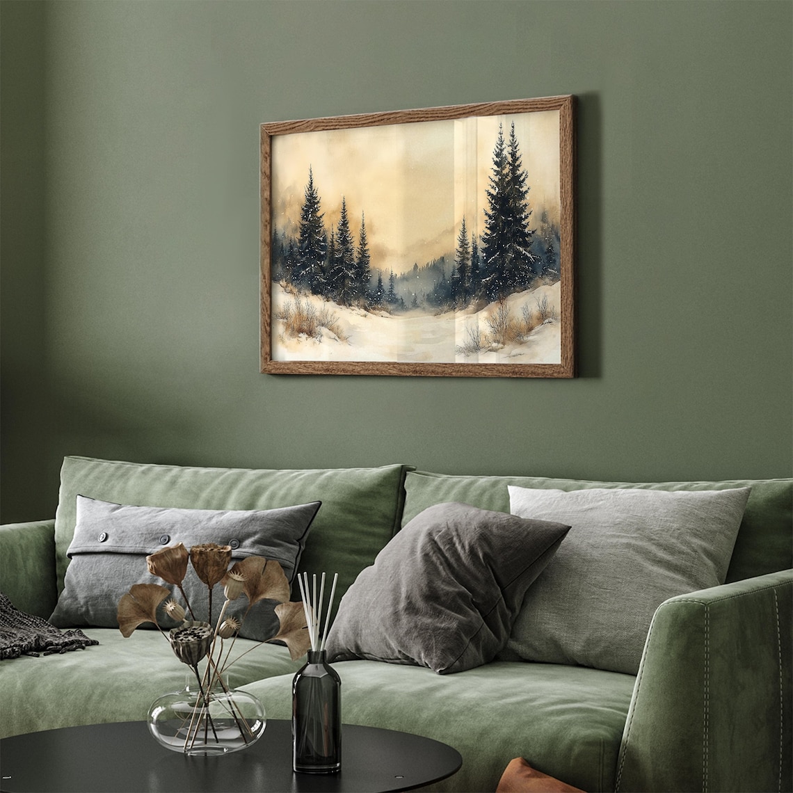 Golden Morning Snowy Pines Vintage Winter Forest Landscape Poster - Image 4