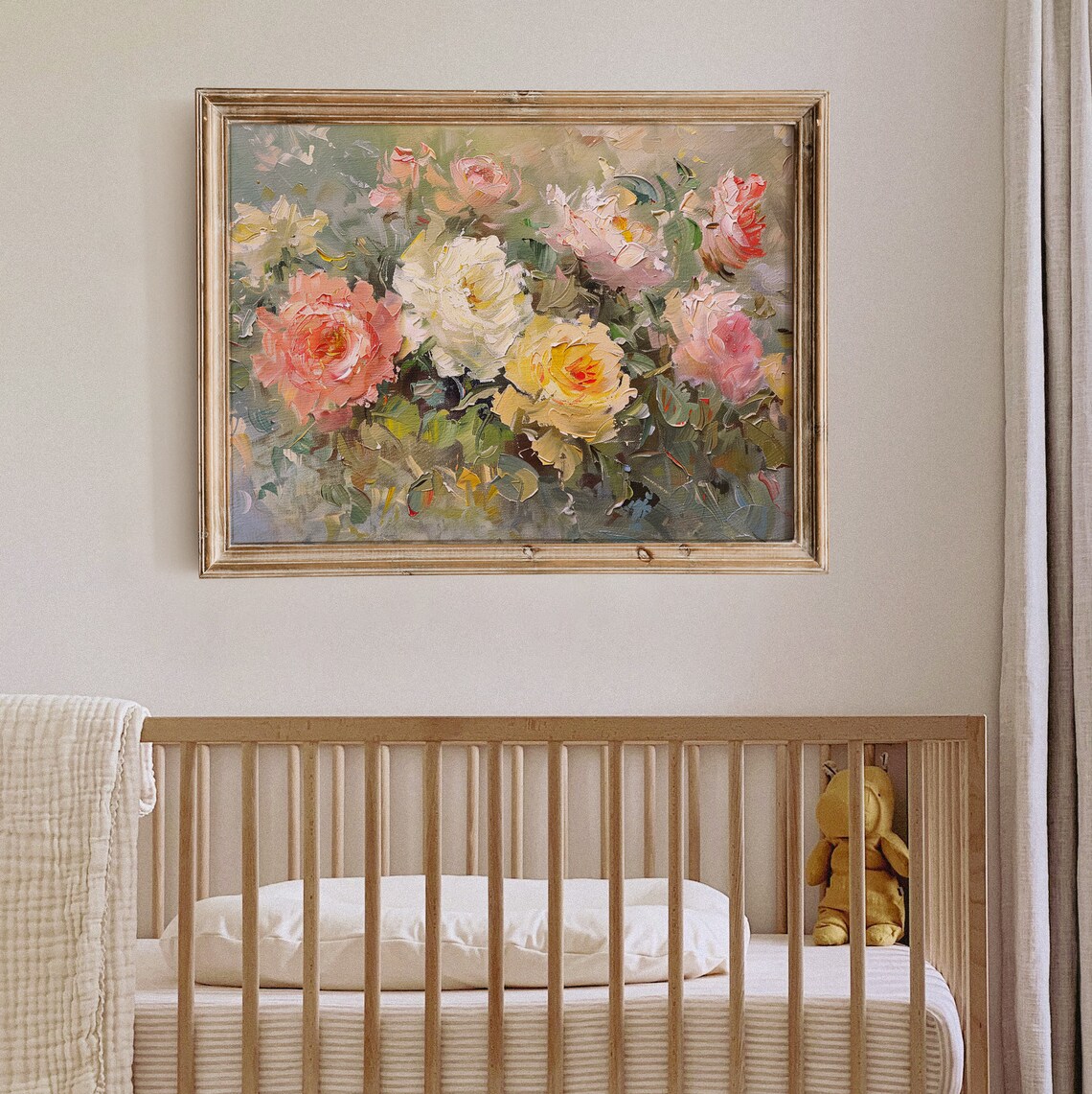 Impressionist Rose Bouquet Vintage Floral Painting French Country Print - Image 7