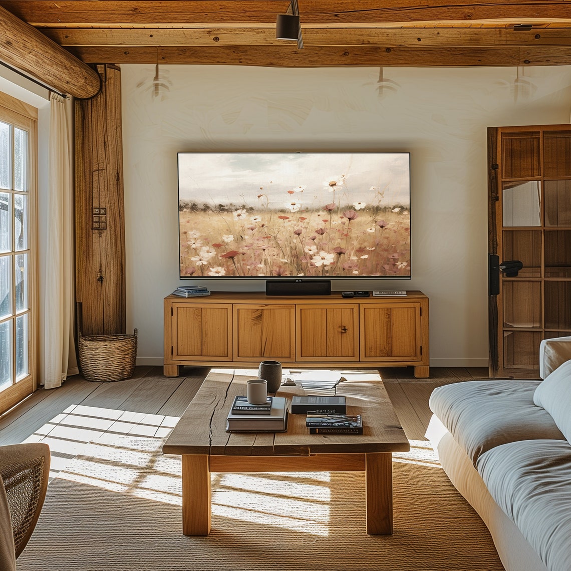 Vintage Spring Wildflower Field Frame Tv Art Flower Meadow Frame Tv Art Warm Tone Summer Landscape French Country Floral Painting - Image 4