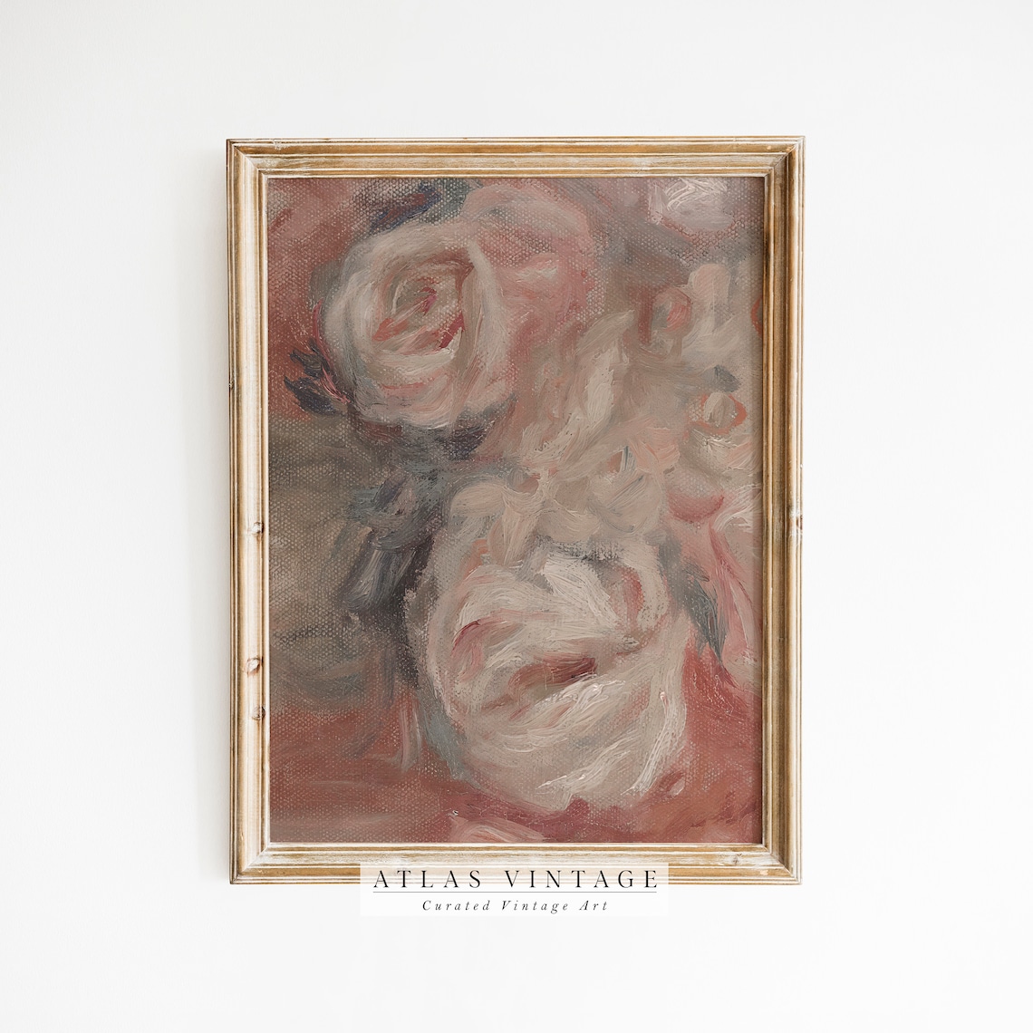 Blush Pink Abstract Roses Impressionist Oil Painting Vintage Floral Poster