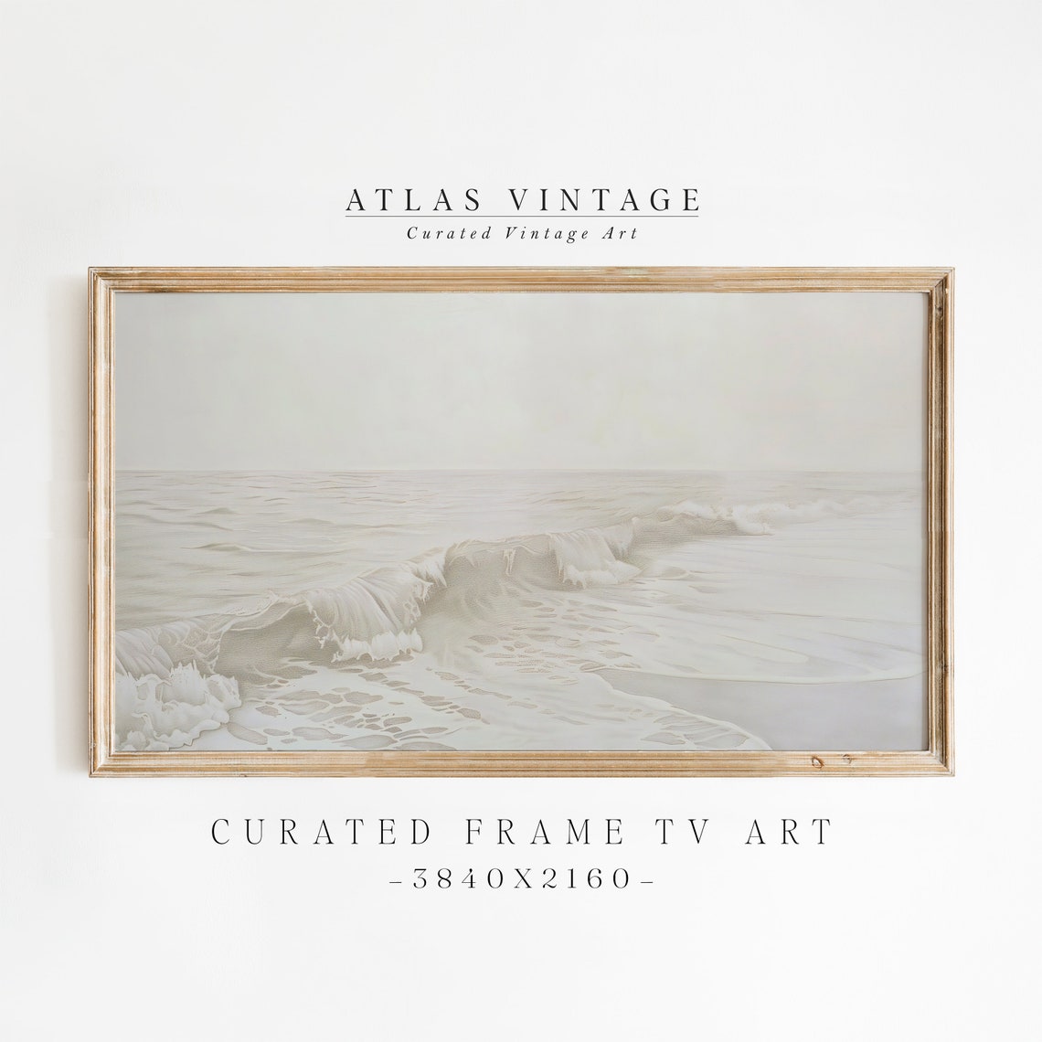 Coastal Ocean Beach Minimal White Wave Serene Vintage Summer Poster