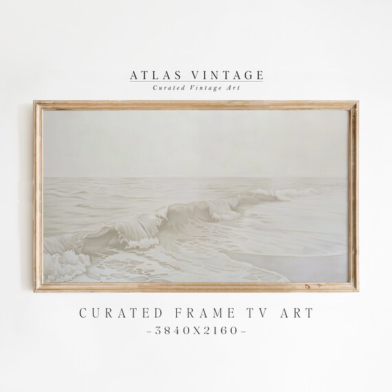 Coastal Ocean Beach Minimal White Wave Serene Vintage Summer Poster