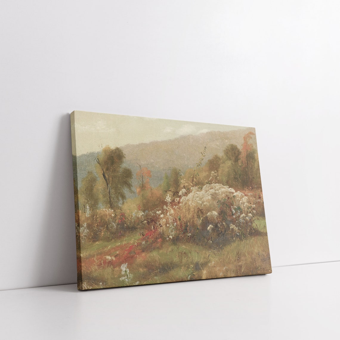 Autumn Hillside Vintage Fall Forest Landscape Painting Rustic Print - Image 4