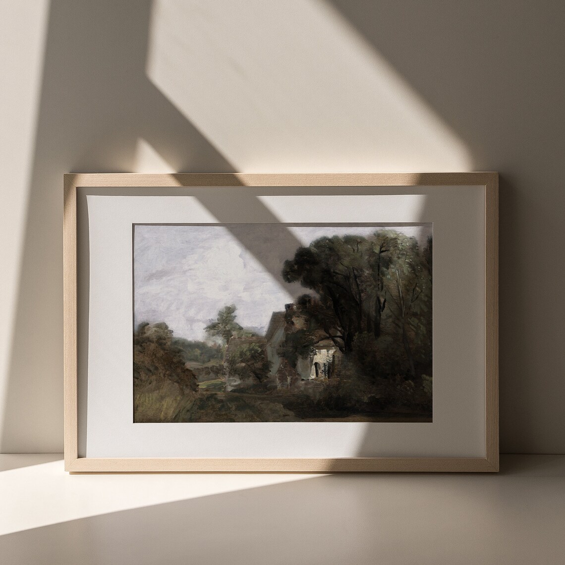 Cottage in the Trees Vintage Summer Landscape Painting Cottagecore Print - Image 6