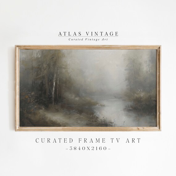 Dark Moody Abstract Forest Vintage Muted Woodland Painting Poster