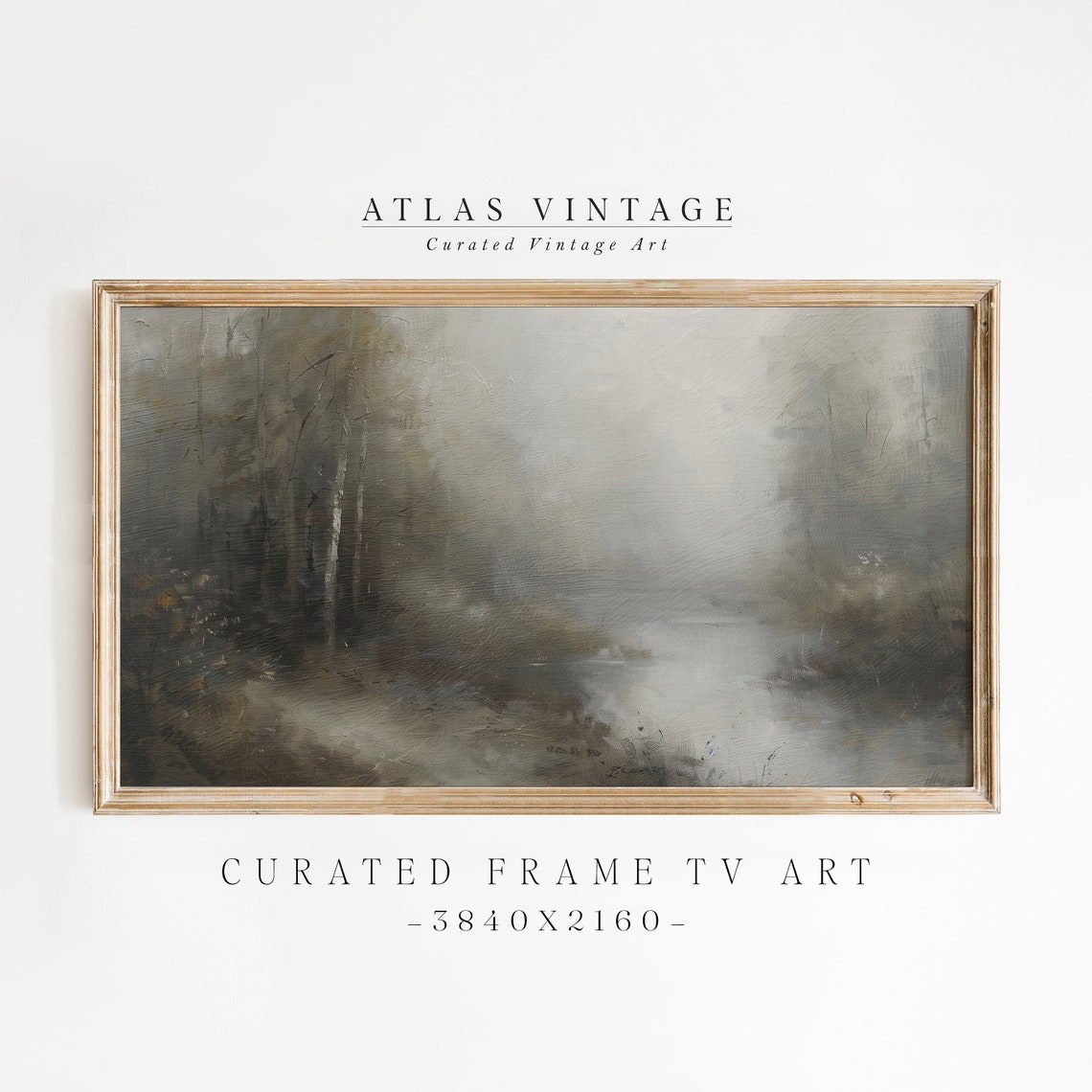 Dark Moody Abstract Forest Vintage Muted Woodland Painting Poster